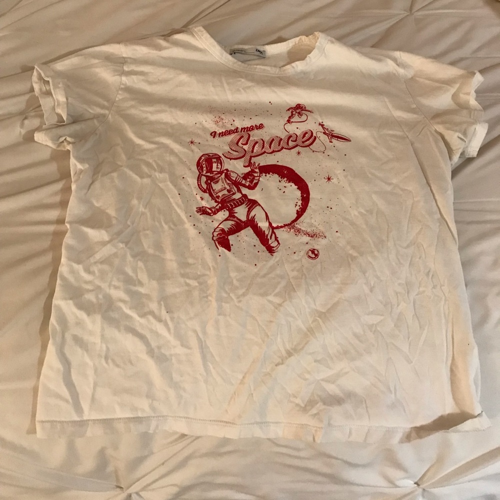 Red glitter graphic tee from Zara
